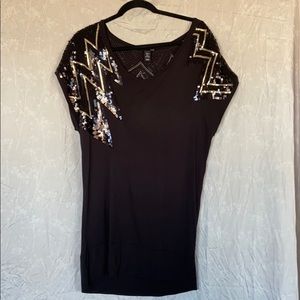 H&M black sequin tunic size M